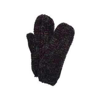 INC Intl Concepts Space Dye Chenille Mittens Black